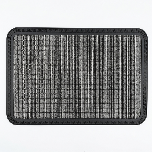 AtoZ Home Decor Grey Striped Door Mat with Greek Key Border (60x40 cm)
