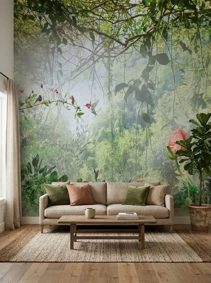 AtoZ Home Decor Tropical Flowering Jungle Wall Mural Wallpaper - Custom & Standard Sizes