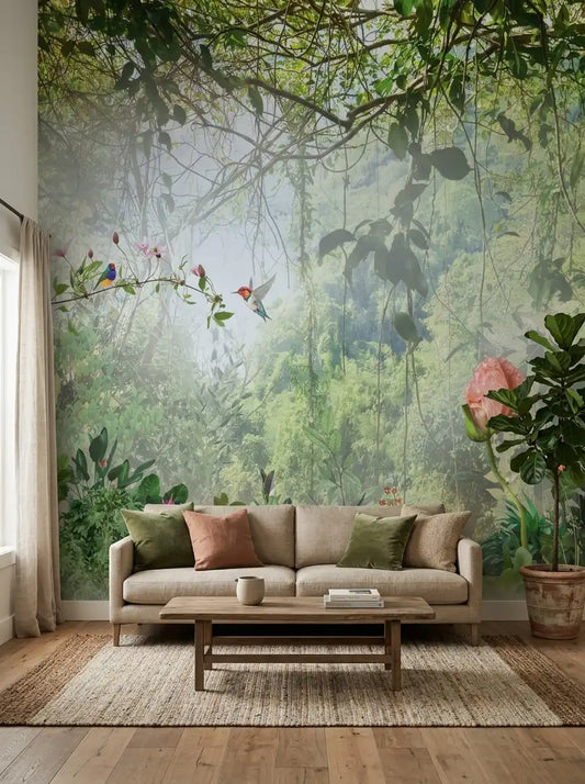 AtoZ Home Decor Tropical Flowering Jungle Wall Mural Wallpaper - Custom & Standard Sizes