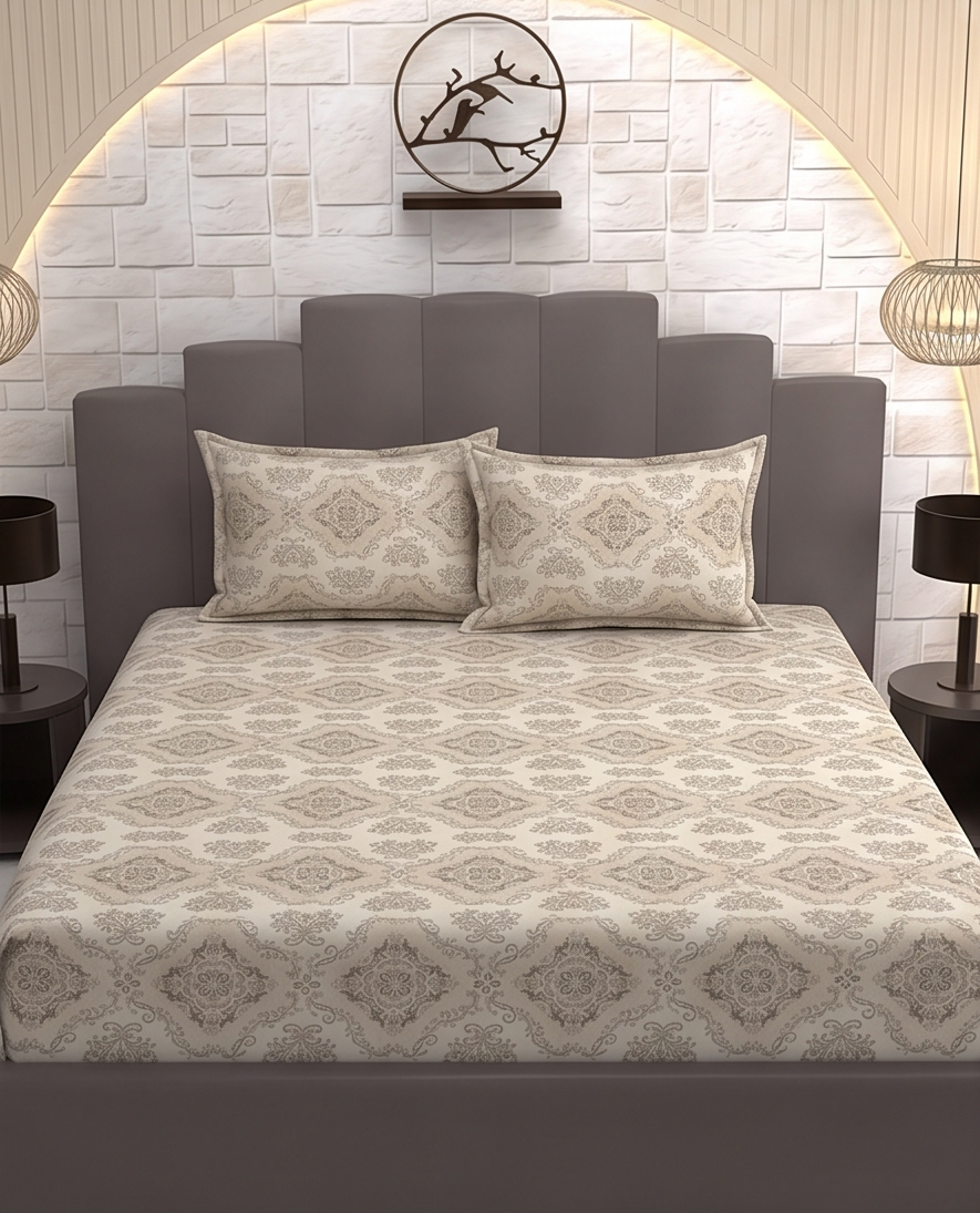 Stylla Maison 3-Piece King Size Fitted Bedsheet Set (72" x 72" + 10") – Super Soft Crinkle Fabric Bedding with Pillow Covers
