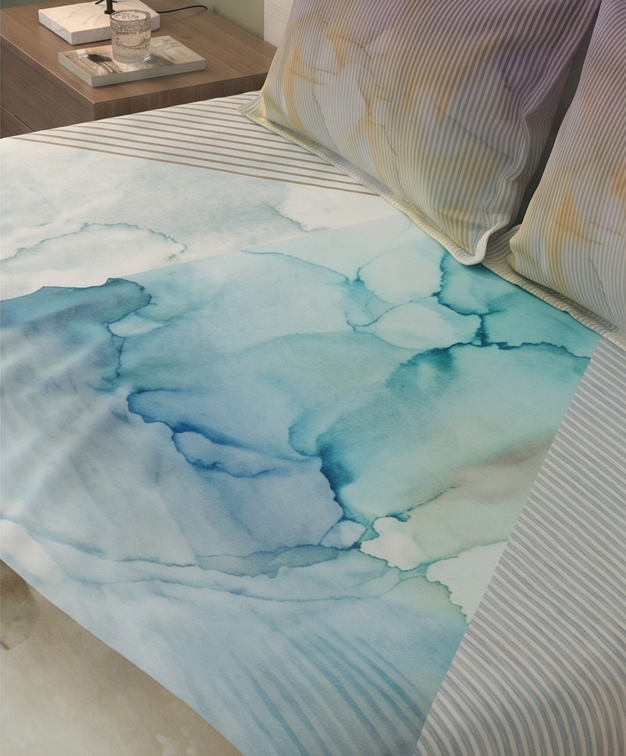 Bombay Dyeing Grid Space King Cotton Bedsheet Set (274x274 cm)