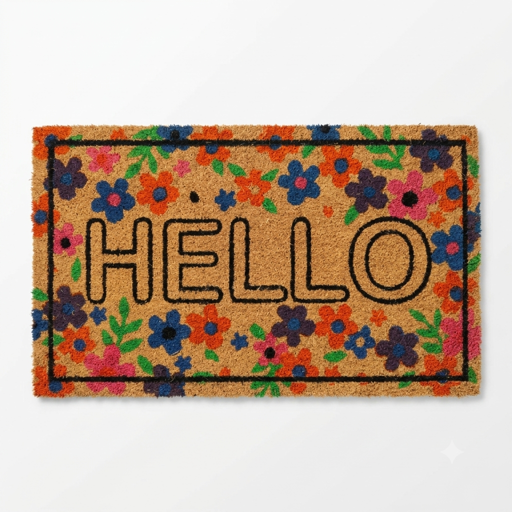 AtoZ Home Decor Hello Floral Coir Doormat (75x45 CM)