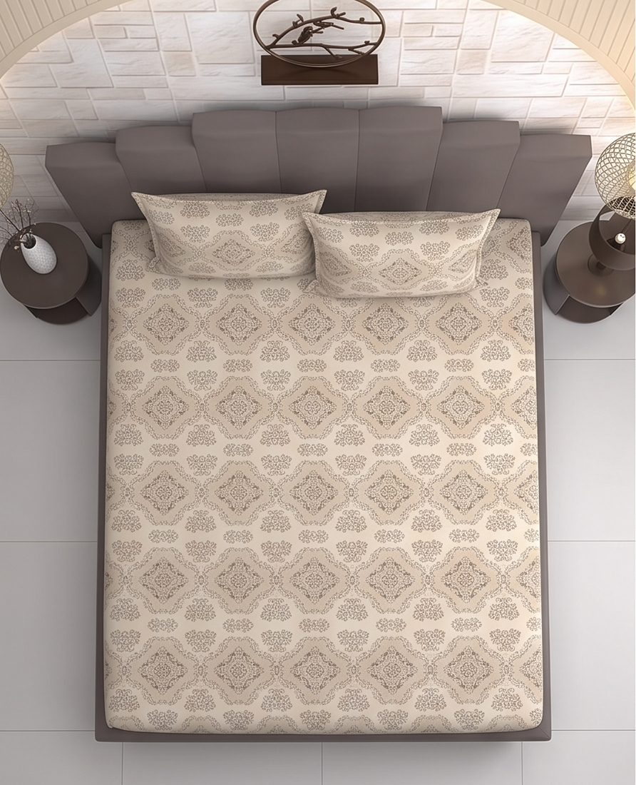 Stylla Maison 3-Piece King Size Fitted Bedsheet Set (72" x 72" + 10") – Super Soft Crinkle Fabric Bedding with Pillow Covers