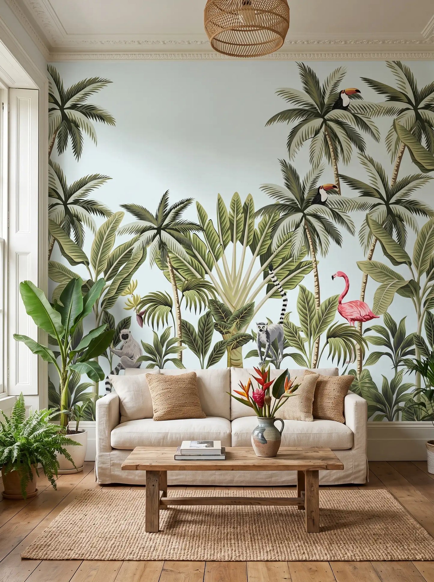 AtoZ Home Decor Tropical Plants & Animals Wall Mural Wallpaper - Custom & Standard Sizes