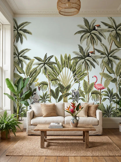 AtoZ Home Decor Tropical Plants & Animals Wall Mural Wallpaper - Custom & Standard Sizes