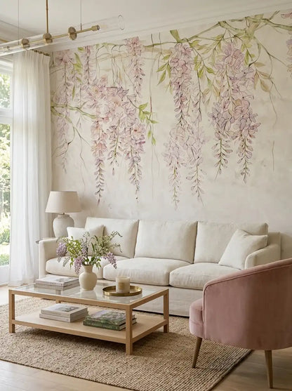 AtoZ Home Decor Tropical Wisteria Floral Wall Mural Wallpaper - Custom & Standard Sizes