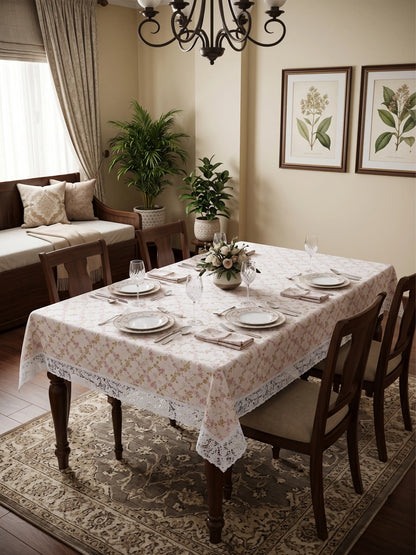 Freelance Tuscany Plastic Dining Table Cover | Gold/Pink Floral 54x78"