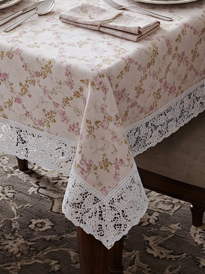 Freelance Tuscany Plastic Dining Table Cover | Gold/Pink Floral 54x78"