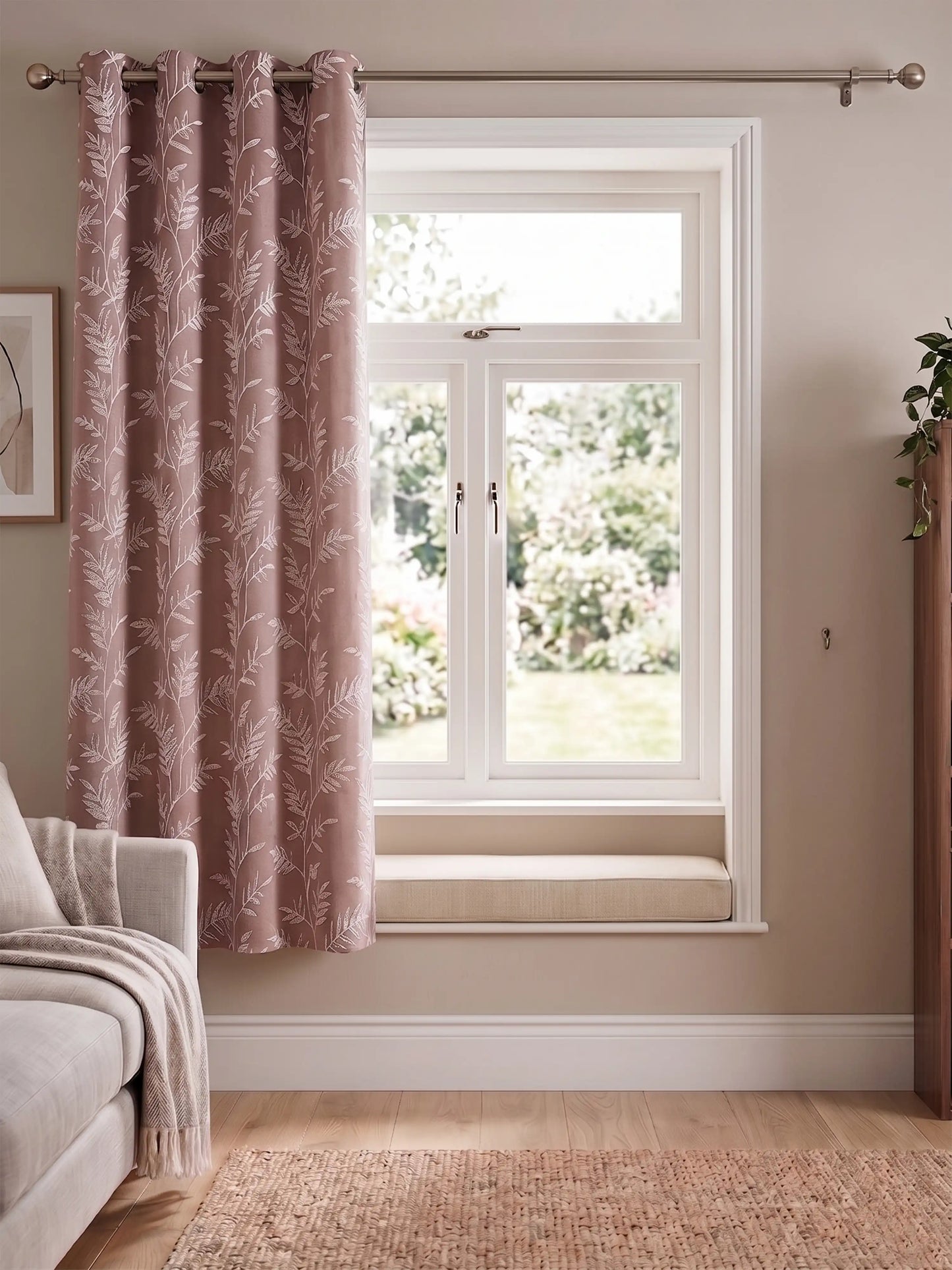 AtoZ Home Decor Jacquard Fern Embroidery Curtain (Multiple Sizes & Colors)