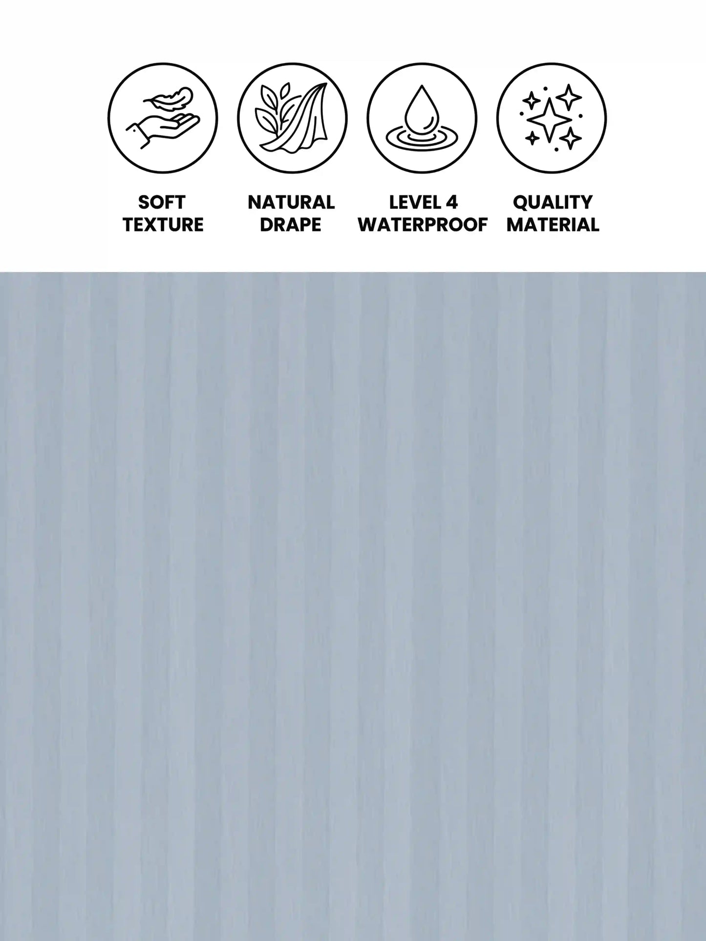 Super Living Waterproof Striped Shower Curtain with Hooks | Soft Texture Durable Bathroom Curtain | 180 x 200 CM