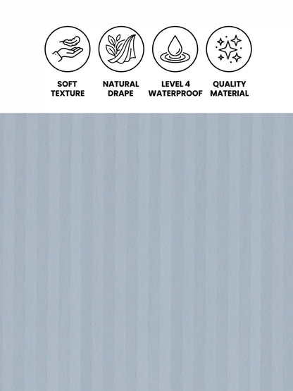 Super Living Waterproof Striped Shower Curtain with Hooks | Soft Texture Durable Bathroom Curtain | 180 x 200 CM