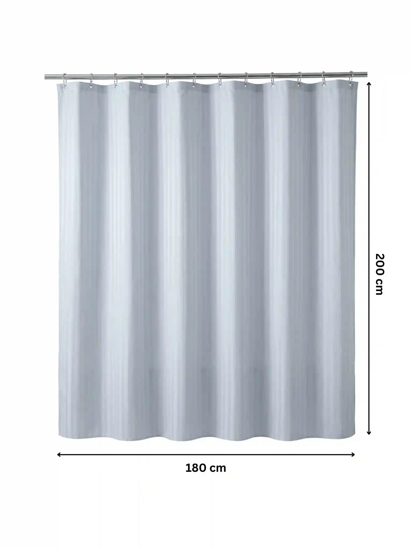 Super Living Waterproof Striped Shower Curtain with Hooks | Soft Texture Durable Bathroom Curtain | 180 x 200 CM