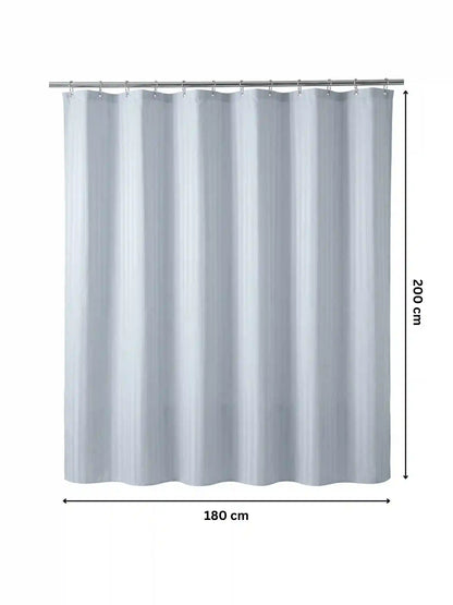 Super Living Waterproof Striped Shower Curtain with Hooks | Soft Texture Durable Bathroom Curtain | 180 x 200 CM