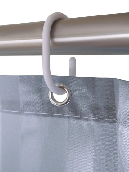 Super Living Waterproof Striped Shower Curtain with Hooks | Soft Texture Durable Bathroom Curtain | 180 x 200 CM