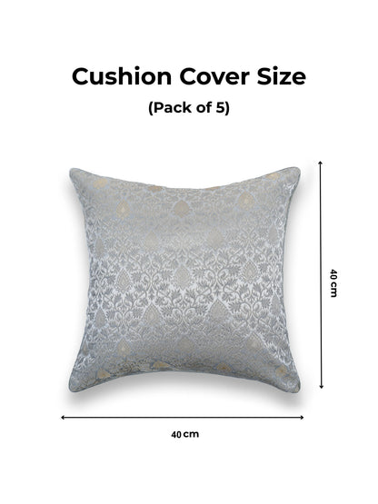 Floral Design Cushion Covers with Hidden Zipper (Set of 5)