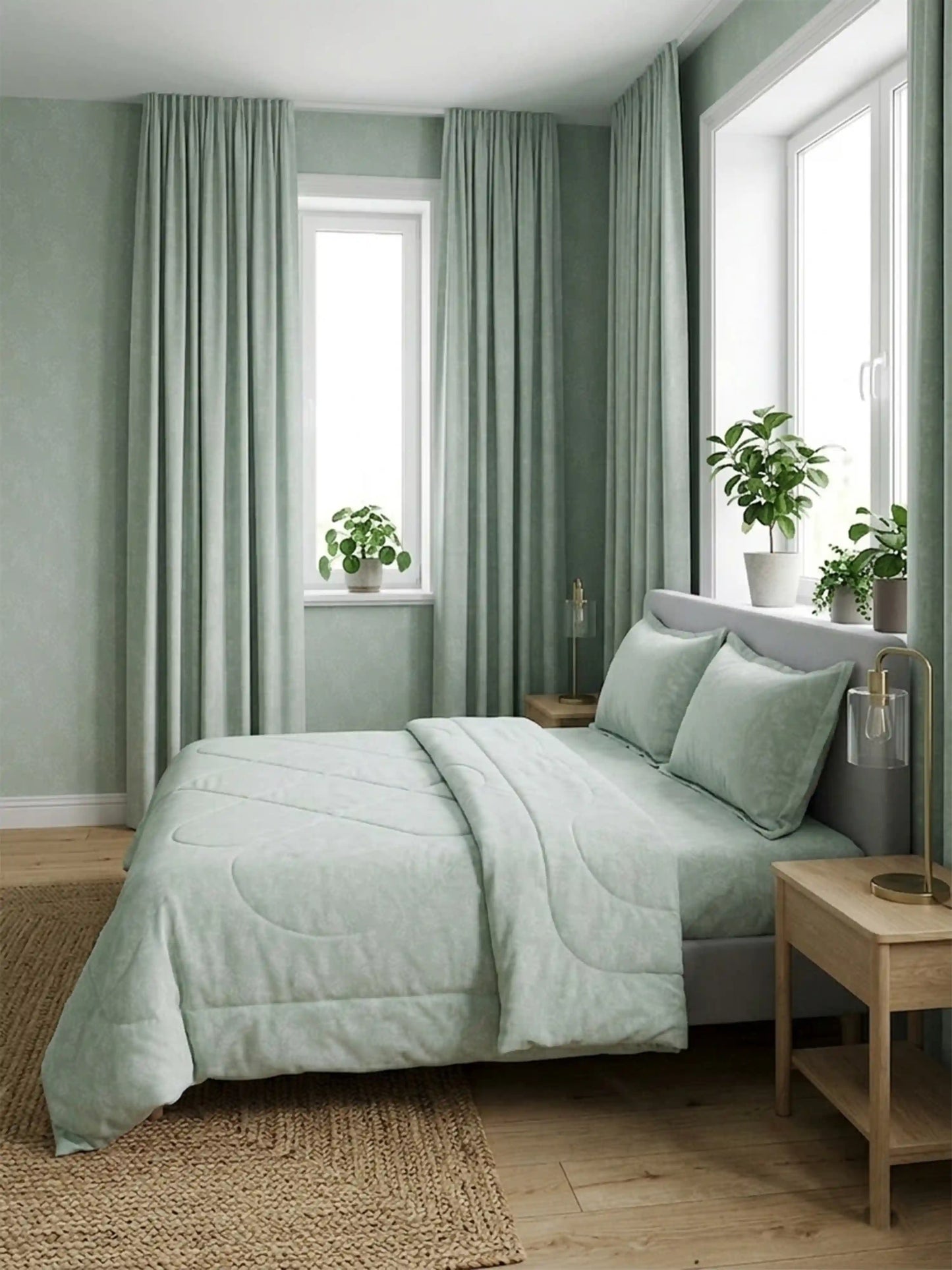 Premium 300 TC Cotton King Size Bedding Set 4 Piece (Bedsheet, Comforter, 2 Pillow Covers)