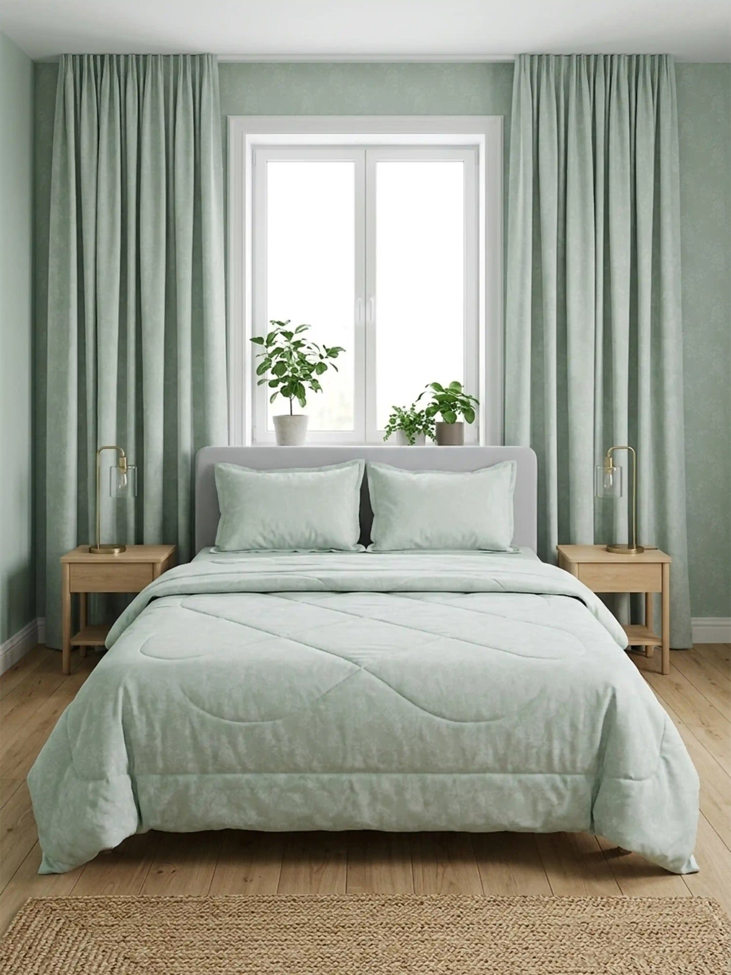 Premium 300 TC Cotton King Size Bedding Set 4 Piece (Bedsheet, Comforter, 2 Pillow Covers)