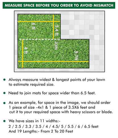 High Density Artificial Grass Mat for Balcony, Terrace, Lawn & Door