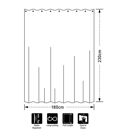 Water Repellent Polyester Shower Curtain – Quick Dry & Soft Feel (with Hooks) | Blue