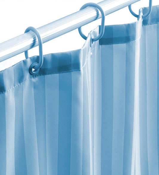 Water Repellent Polyester Shower Curtain – Quick Dry & Soft Feel (with Hooks) | Blue