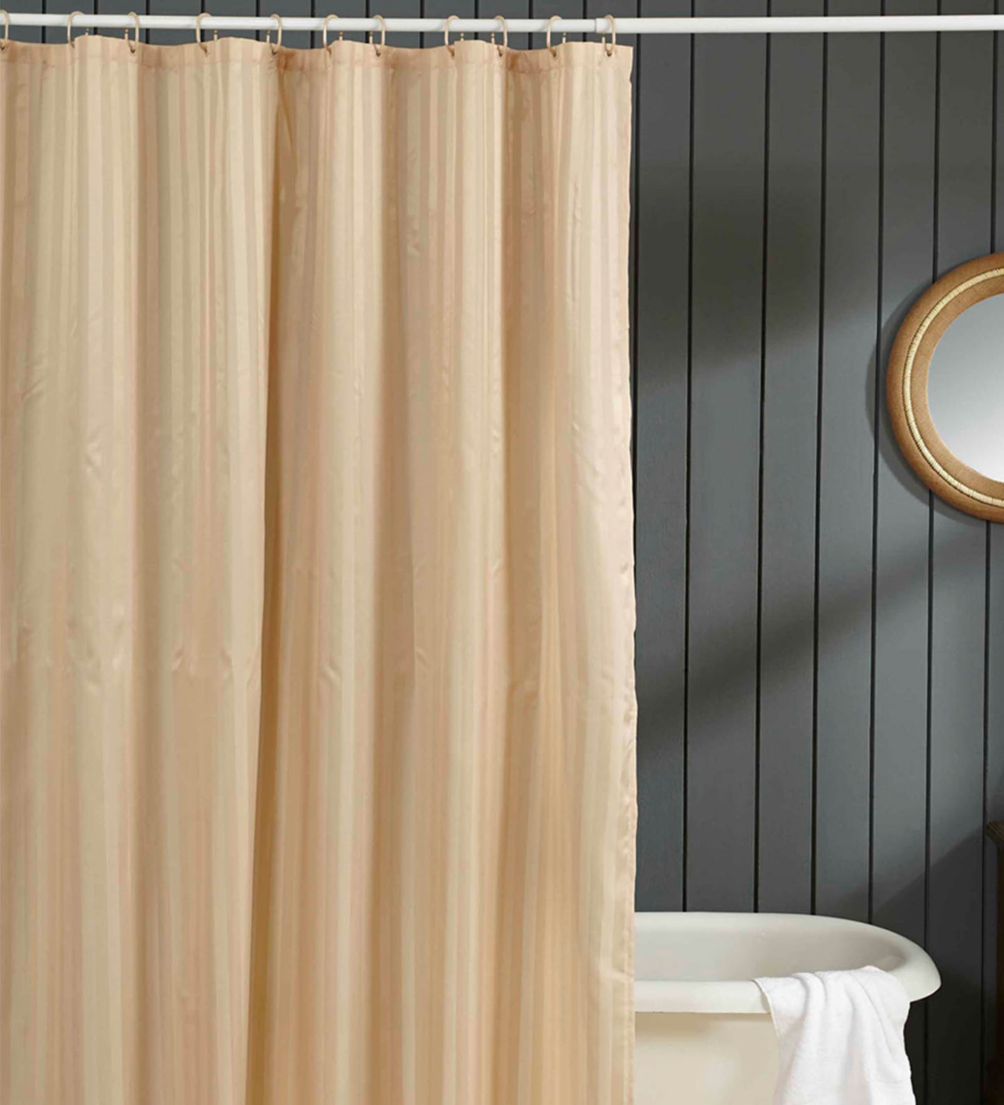 Water Repellent Polyester Shower Curtain – Quick Dry & Soft Feel (with Hooks) | Blue