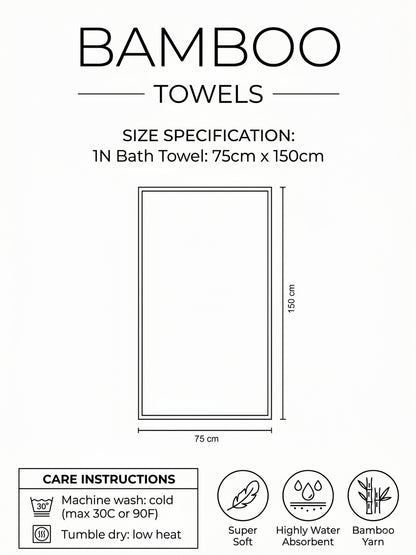AtoZ Home Decor Bamboo Bath Towel | Highly Absorbent (75 x 150 CM)