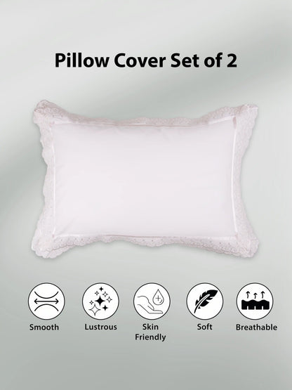 AtoZ Home Decor Cotton Lace Border Pillow Covers (Set of 1 & 2)
