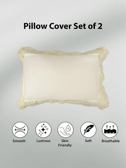 AtoZ Home Decor Cotton Lace Border Pillow Covers (Set of 1 & 2)