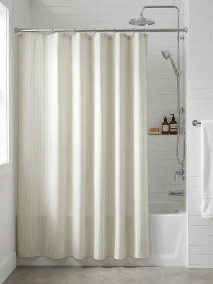Super Living Waterproof Striped Shower Curtain with Hooks | Soft Texture Durable Bathroom Curtain | 180 x 200 CM