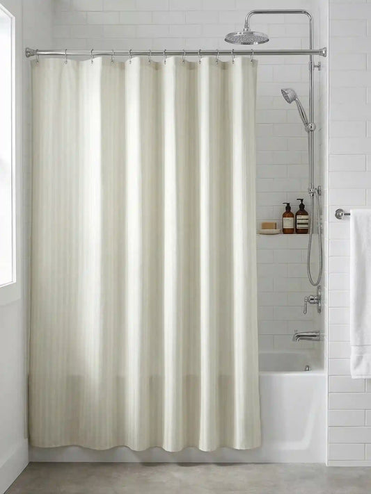 Super Living Waterproof Striped Shower Curtain with Hooks | Soft Texture Durable Bathroom Curtain | 180 x 200 CM