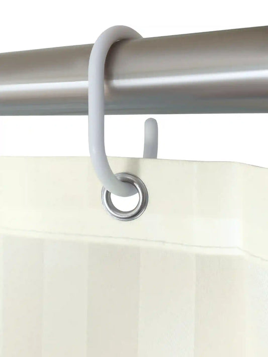 Super Living Waterproof Striped Shower Curtain with Hooks | Soft Texture Durable Bathroom Curtain | 180 x 200 CM