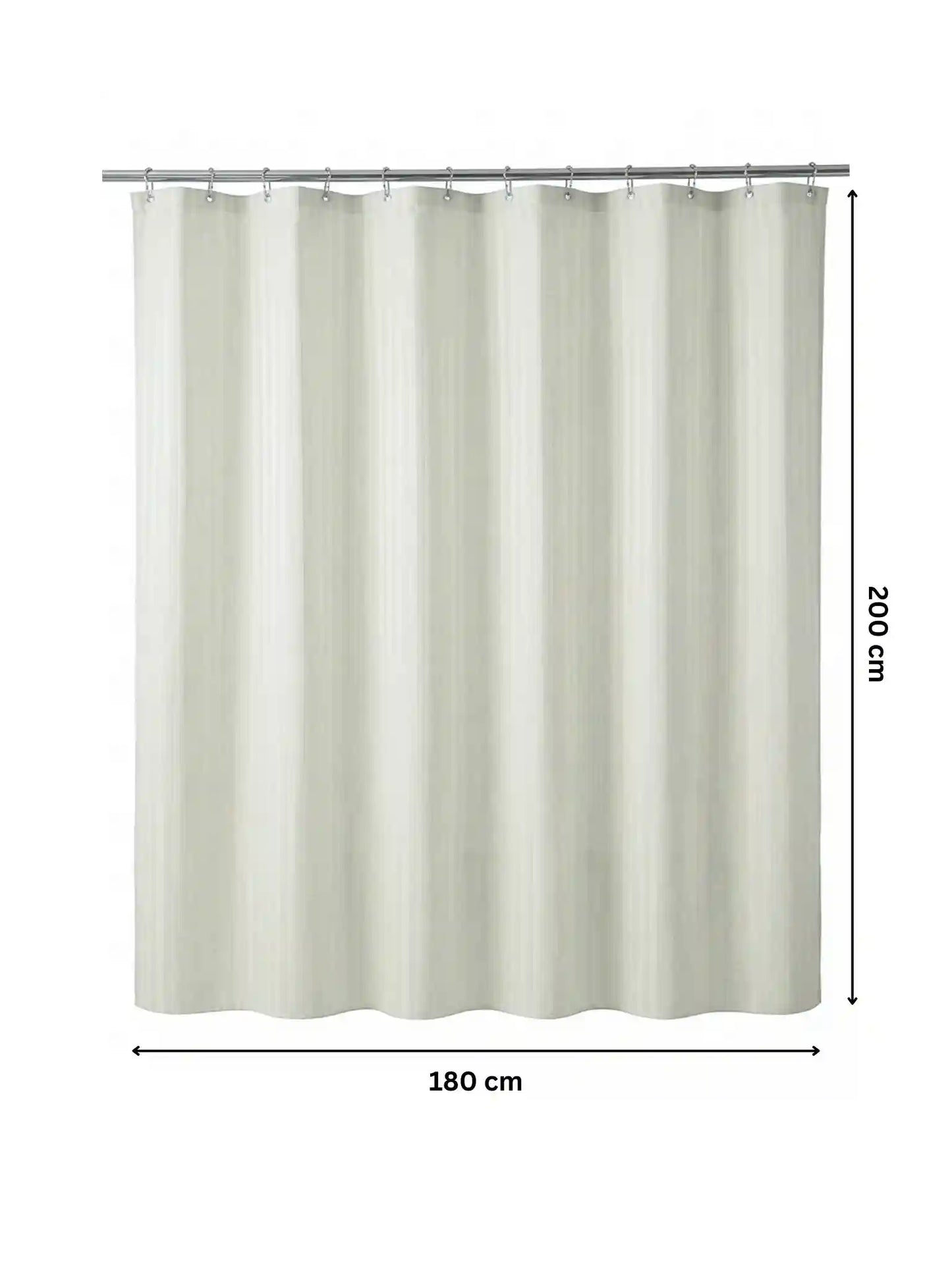 Super Living Waterproof Striped Shower Curtain with Hooks | Soft Texture Durable Bathroom Curtain | 180 x 200 CM