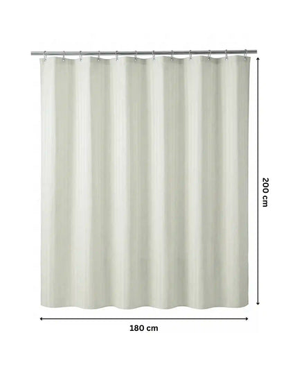 Super Living Waterproof Striped Shower Curtain with Hooks | Soft Texture Durable Bathroom Curtain | 180 x 200 CM