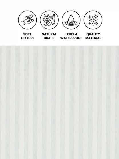 Super Living Waterproof Striped Shower Curtain with Hooks | Soft Texture Durable Bathroom Curtain | 180 x 200 CM