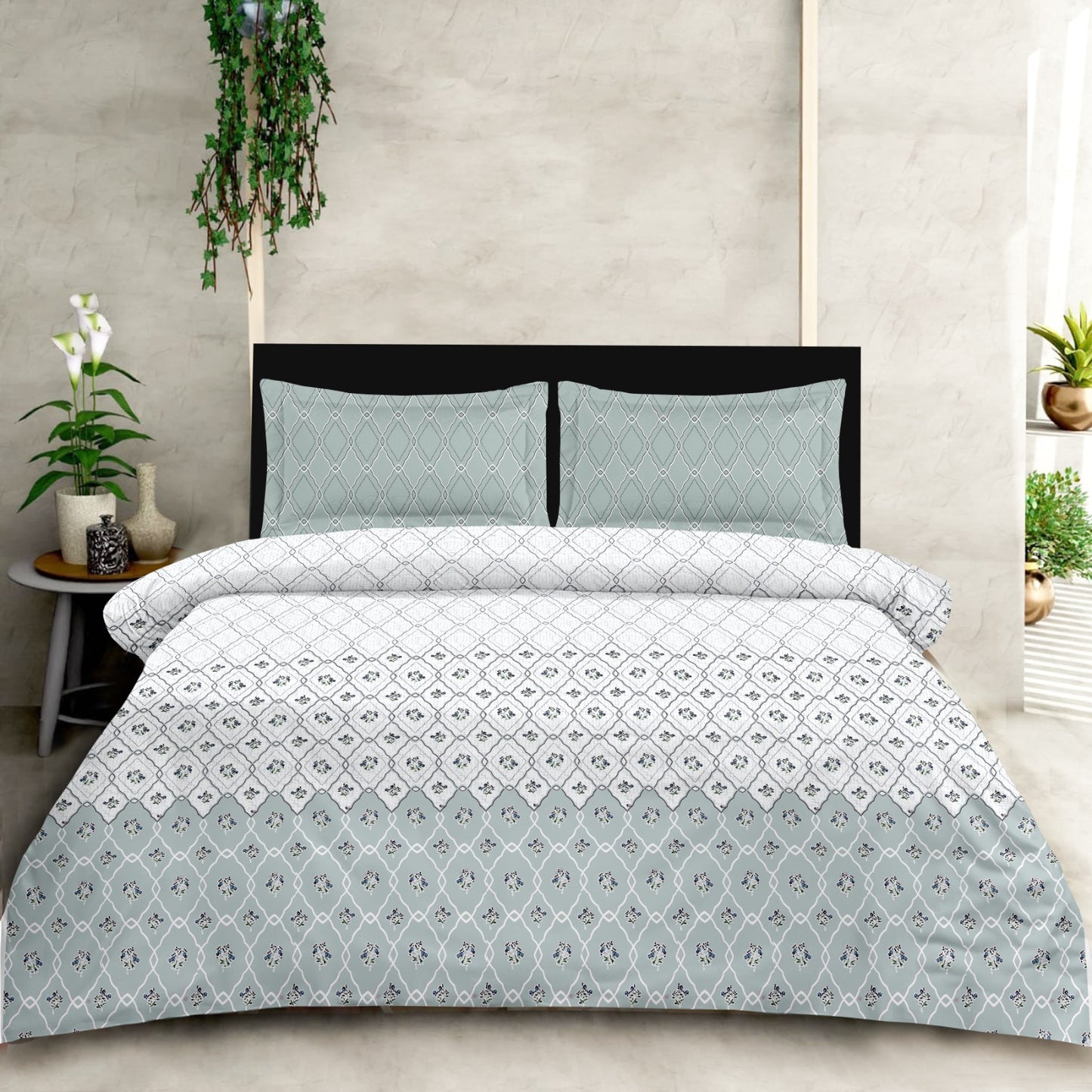 King Size 100% Cotton Designer Bedsheet Set – Soft & Elegant (160 TC)