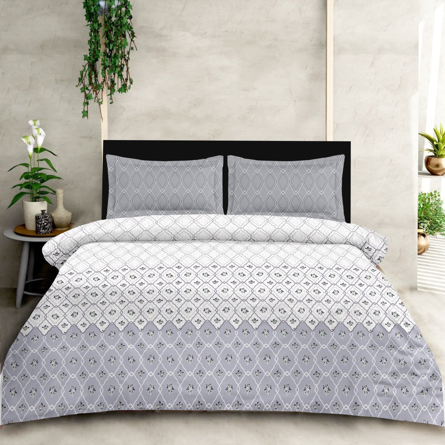 King Size 100% Cotton Designer Bedsheet Set – Soft & Elegant (160 TC)
