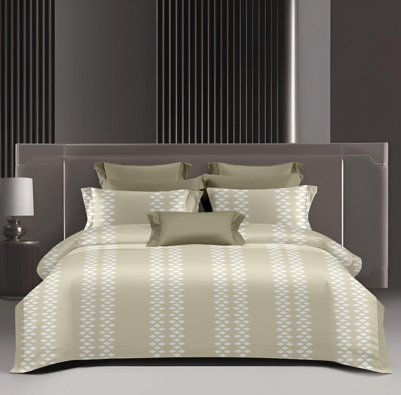 King Size 210 TC Cotton Bedsheet Set | Designer Diamond Pattern