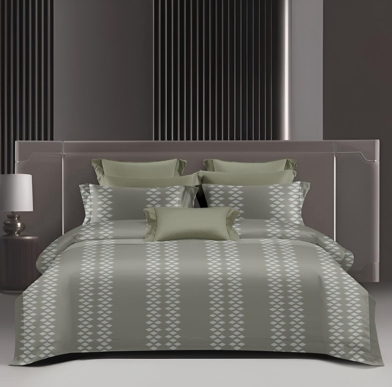 King Size 210 TC Cotton Bedsheet Set | Designer Diamond Pattern
