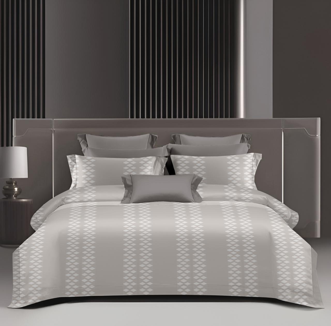 King Size 210 TC Cotton Bedsheet Set | Designer Diamond Pattern