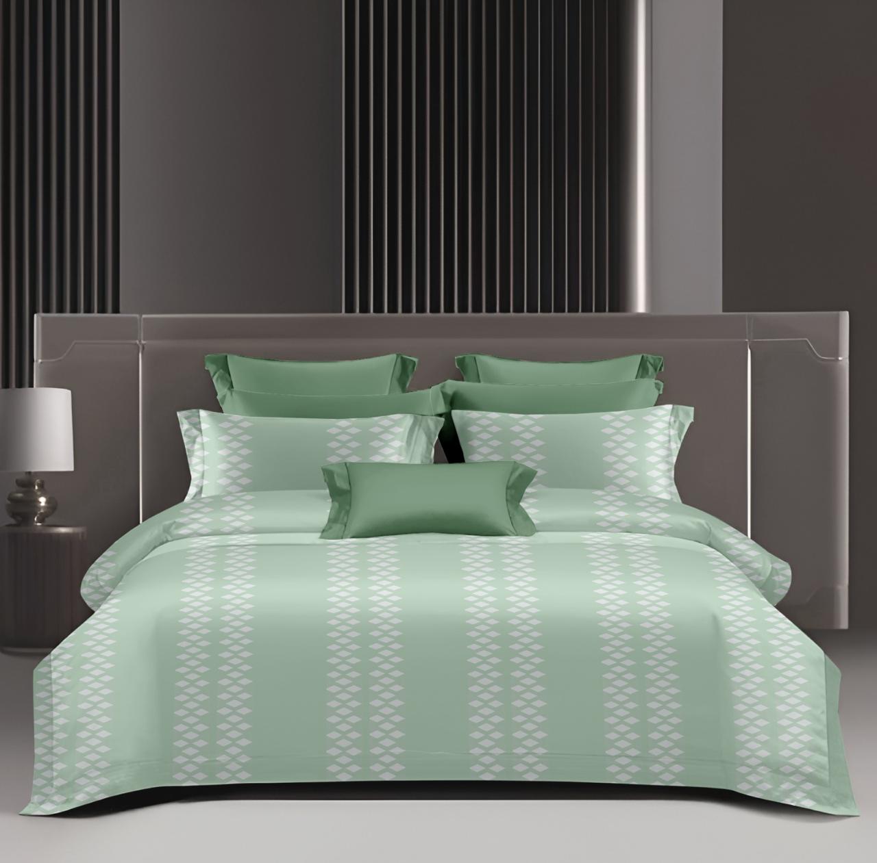 King Size 210 TC Cotton Bedsheet Set | Designer Diamond Pattern