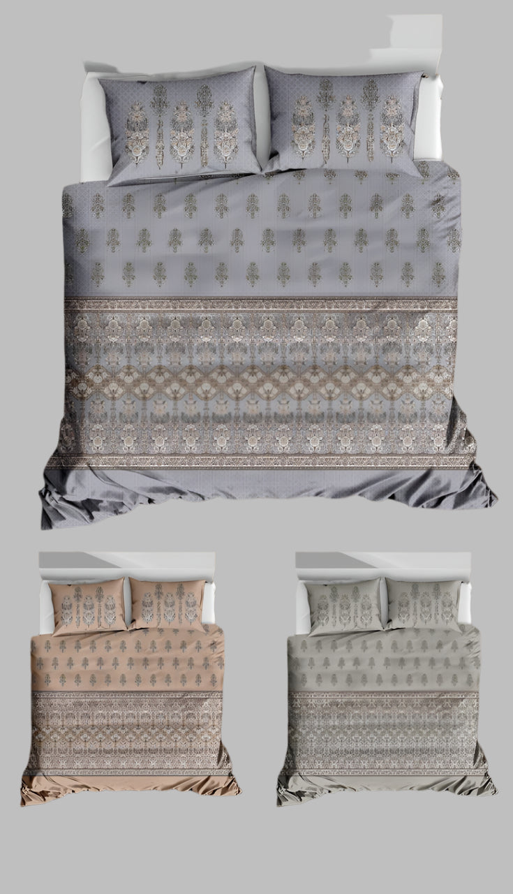King Size Designer Cotton Bedsheet Set – Soft & Elegant Feel (3-Pieces)