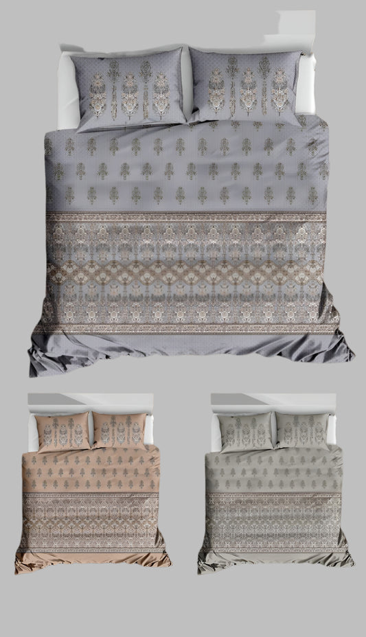 King Size Designer Cotton Bedsheet Set – Soft & Elegant Feel (3-Pieces)