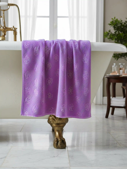 Plush Comfort, Floral Embossed Terry Weave Bath Towel with Quick-Dry Performance – 100% Cotton