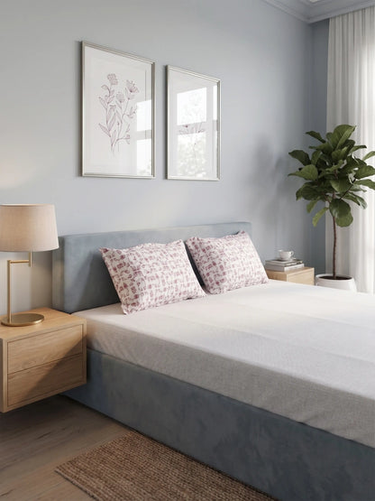 Light Brown Abstract Print Cotton Double Bedsheet Set
