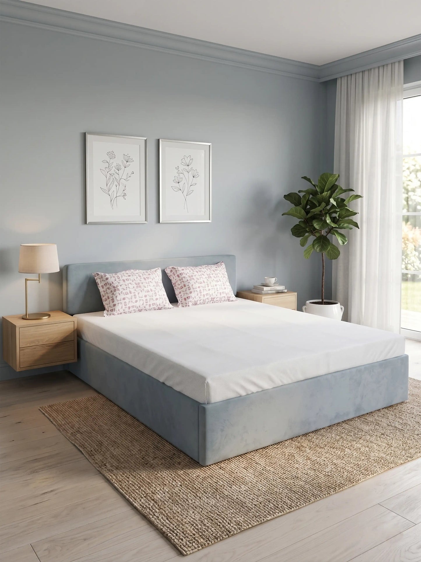 Light Brown Abstract Print Cotton Double Bedsheet Set