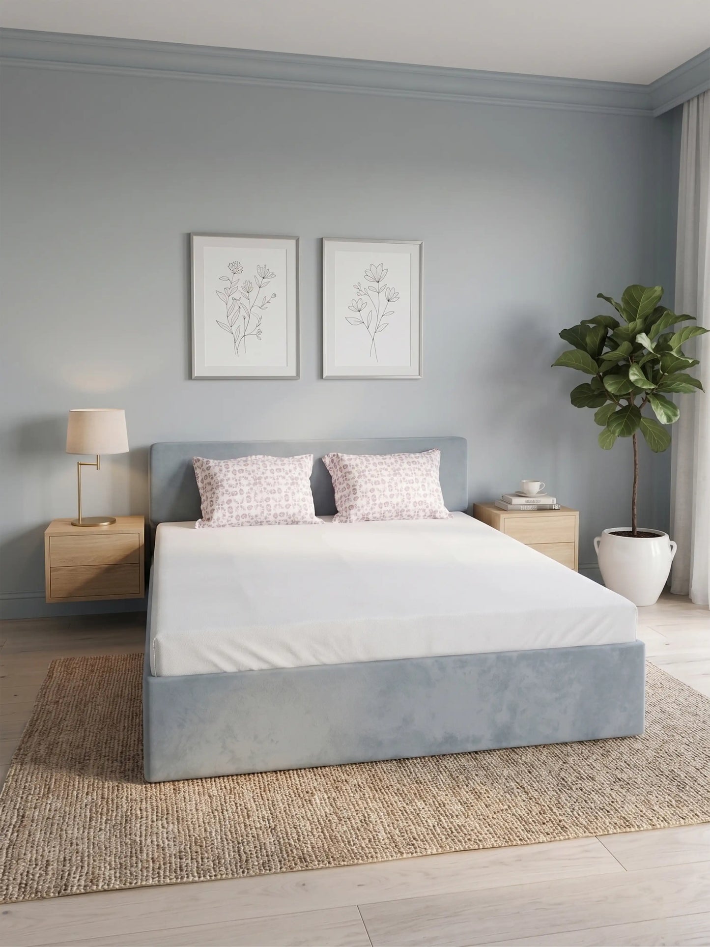 Light Brown Abstract Print Cotton Double Bedsheet Set