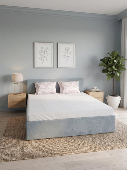 Light Brown Abstract Print Cotton Double Bedsheet Set
