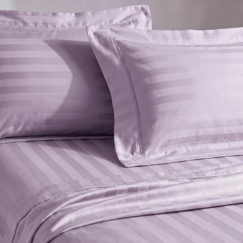 Lane Linen GALAXY 250 TC Cotton King Bedsheet Set – Classic Damask Stripe with 2 Pillow Covers