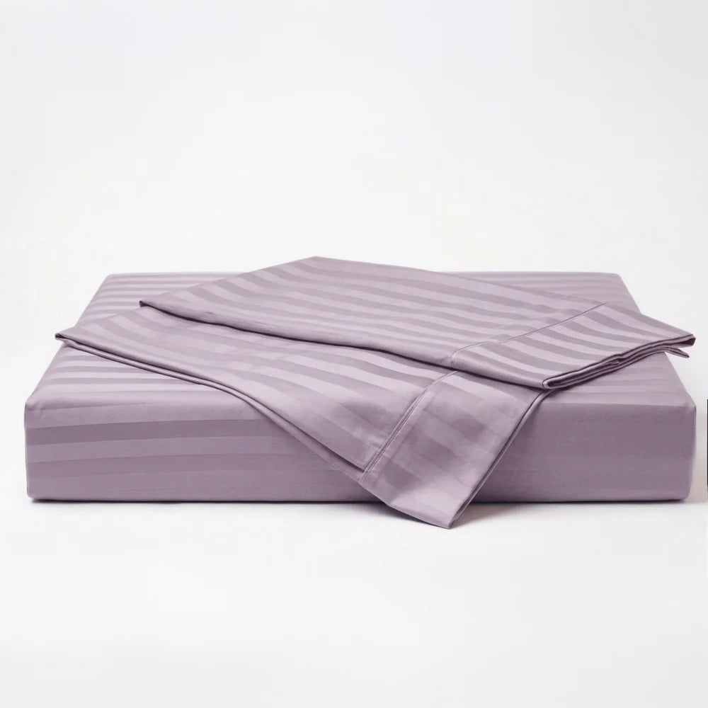 Lane Linen GALAXY 250 TC Cotton King Bedsheet Set – Classic Damask Stripe with 2 Pillow Covers