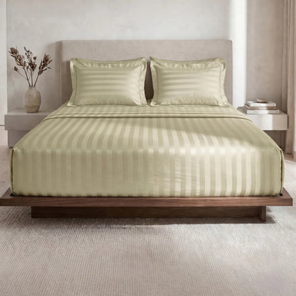 Lane Linen GALAXY 250 TC Cotton King Bedsheet Set – Classic Damask Stripe with 2 Pillow Covers